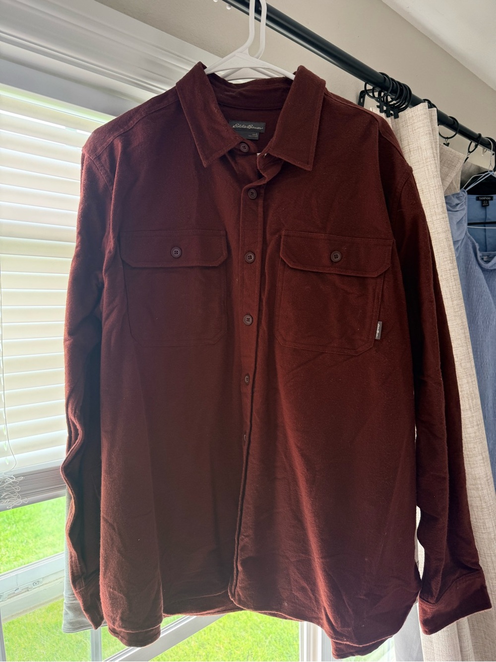 Eddie Bauer Deep Maroon Button-Up Shirt Jacket